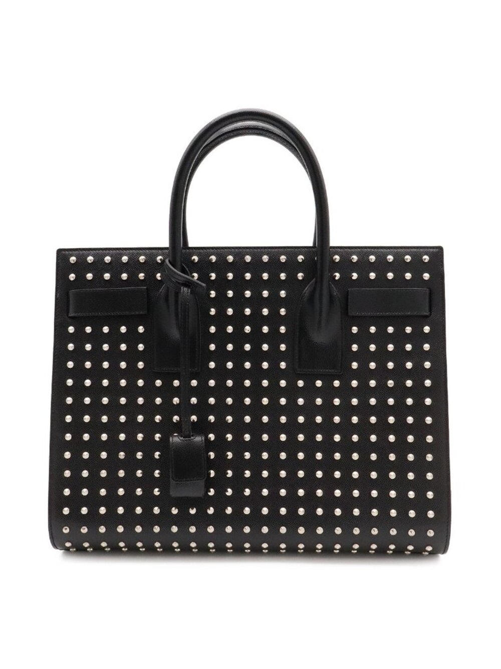 Saint Laurent Paris YSL Sac de Jour Handbag 2-Way Shoulder Studs Leather Black